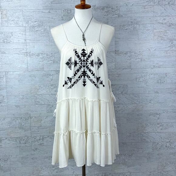 Altar’d State white spaghetti strap aztec boho mini dress - Picture 1 of 8